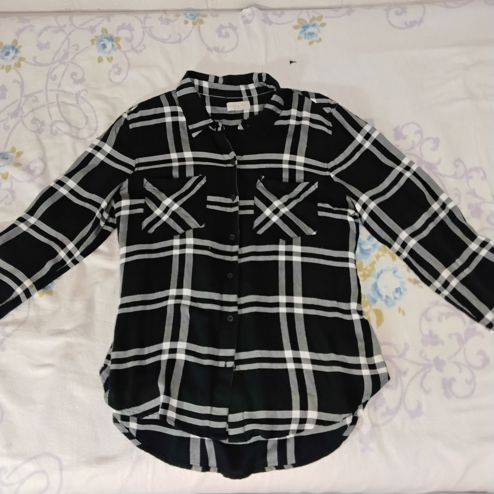 Lucky Brand Black and White Plaid Shirt